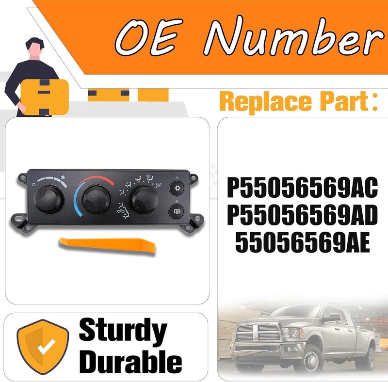 LEVANLIGHT Front A/C Heater Climate Control Module Compatible for 2006-2008 Dodge Ram 1500 2500 3500 2008-2011 Dodge Dakota Replace#P55056569AD, 55056569AE - Image 3